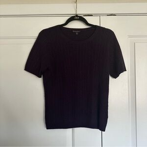 Brooks Brother Rich Purple Cashmere Silk Blend Cable Knit Sweater